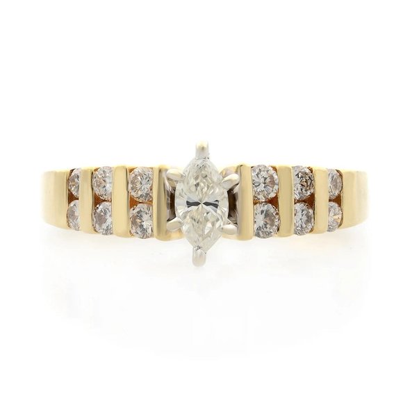 Rachel Koen 0.50Cttw Marquise and Round Diamond Engagement Ring 14K Yellow Gold - Picture 2 of 6